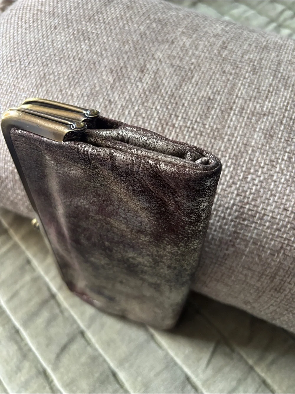 HOBO Lauren Metallic Brown/Silver Clutch Wallet